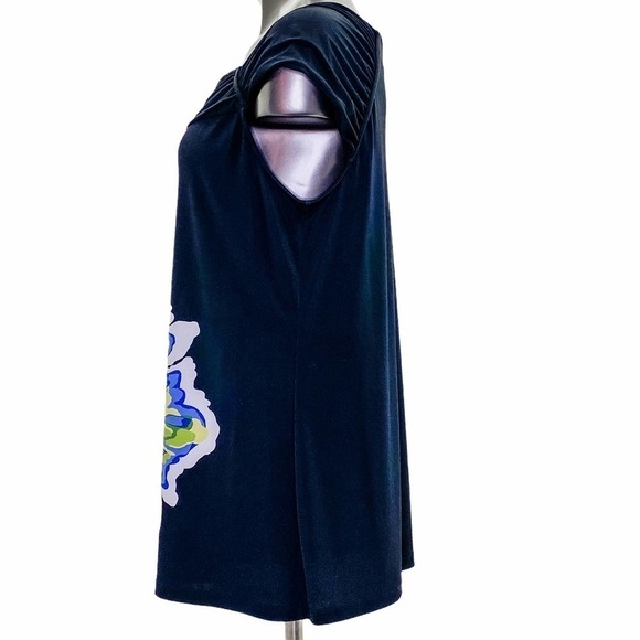 STYLE & Co Black Floral Graphic Tunic Blouse - Picture 3 of 10